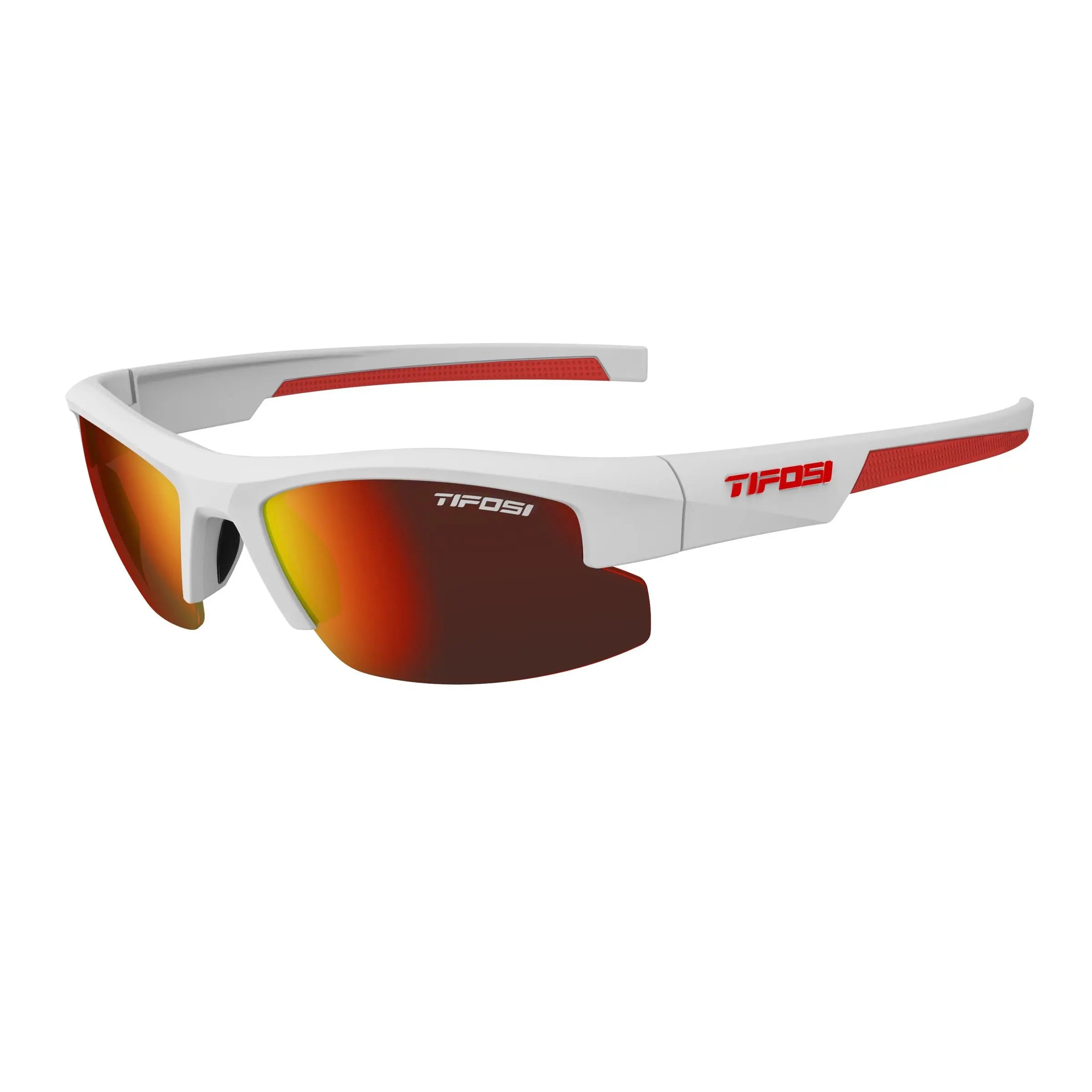 Tifosi Shutout Single Lens Sunglasses Matt White / Red - FREE UK Shipping, FREE 365 Day Returns | Moto Central