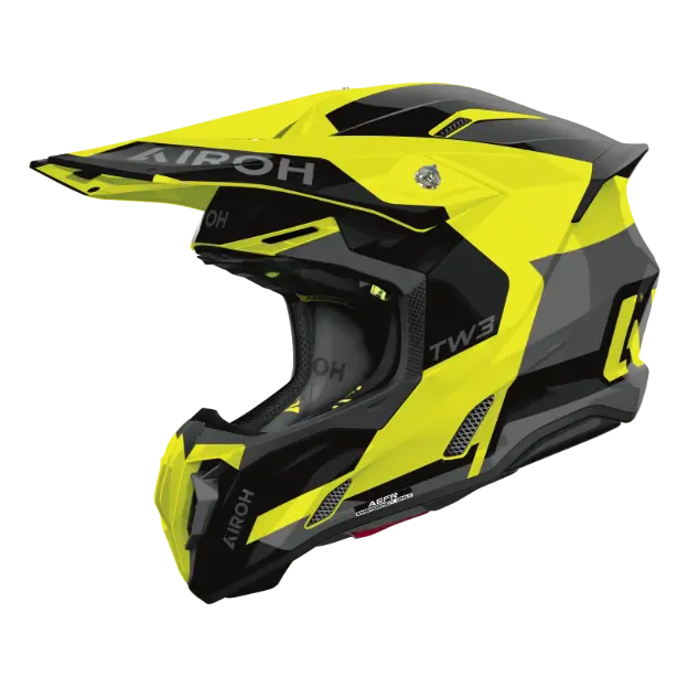Airoh Twist 3 Fancy Gloss Yellow off-road motorcycle helmet - three-quarter view