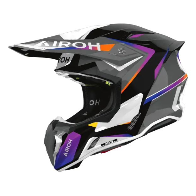 Airoh Twist 3 Hustle Gloss off-road motorcycle helmet - three-quarter view