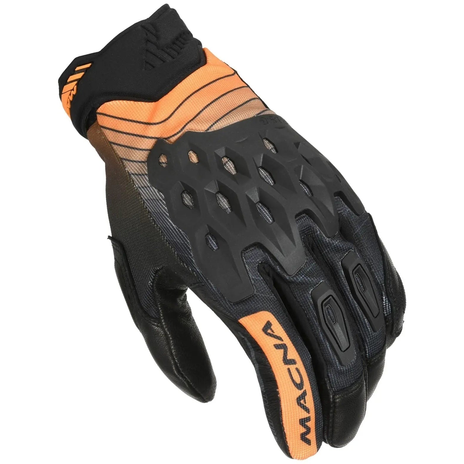 Macna Tanami Short Textile Gloves Black / Orange – knuckle view
