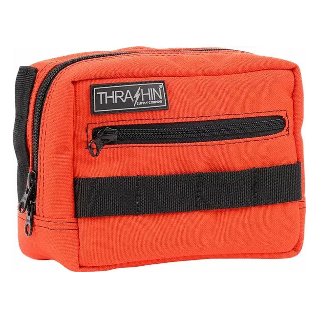 Thrashin Supply Company Handlebar Bag Orange – motorcycle handlebar bag – three-quarter view