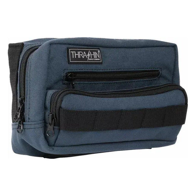 Thrashin Supply Company Plus Handlebar Bag Blue – motorcycle handlebar bag – three-quarter view
