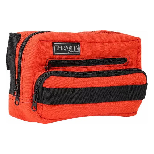 Thrashin Supply Company Plus Handlebar Bag Orange – motorcycle handlebar bag – three-quarter view