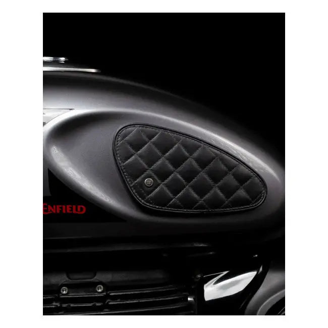 Trip Machine Diamond Leather Gas Tank Pad Set Black - FREE UK Shipping, FREE 365 Day Returns | Moto Central