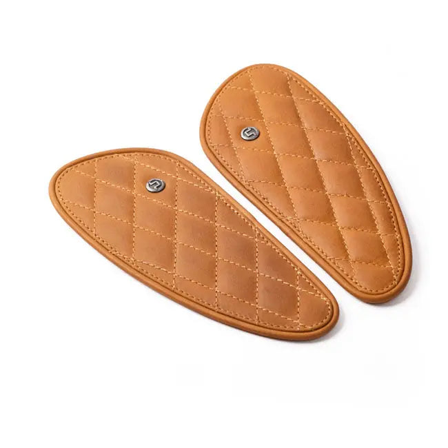 Trip Machine Diamond Leather Gas Tank Pad Set Tan - FREE UK Shipping, FREE 365 Day Returns | Moto Central