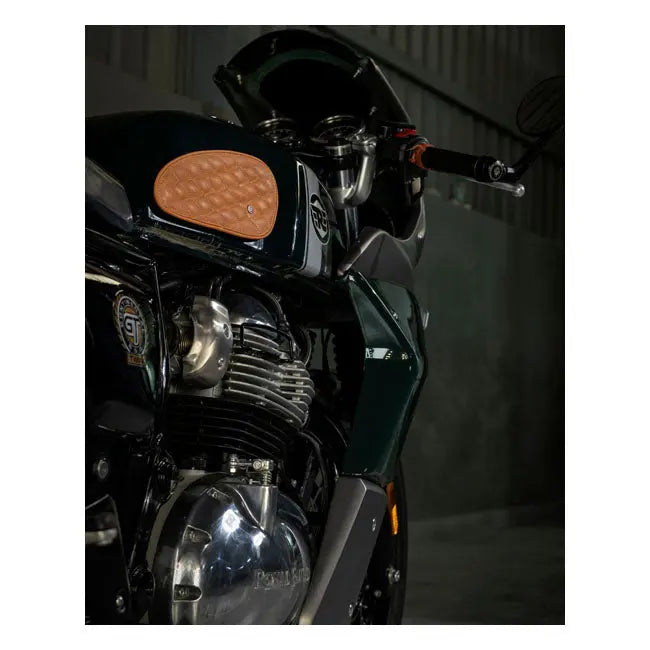 Trip Machine Diamond Leather Gas Tank Pad Set Tan - FREE UK Shipping, FREE 365 Day Returns | Moto Central