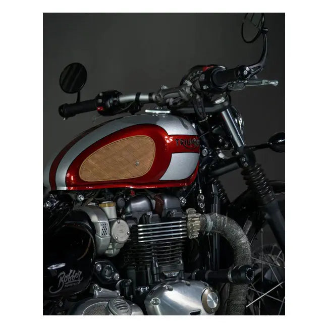 Trip Machine Diamond Leather Gas Tank Pad Set Tobacco - FREE UK Shipping, FREE 365 Day Returns | Moto Central