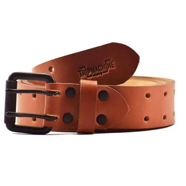 Trip Machine Double Pin Belt Vintage Tan — coiled front product view