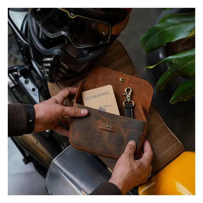 Trip Machine Sidekick Moto Pouch Mocha - FREE UK Shipping, FREE 365 Day Returns | Moto Central