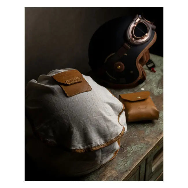 Trip Machine Universal Trooper Helmet Bag Vintage Tan - FREE UK Shipping, FREE 365 Day Returns | Moto Central