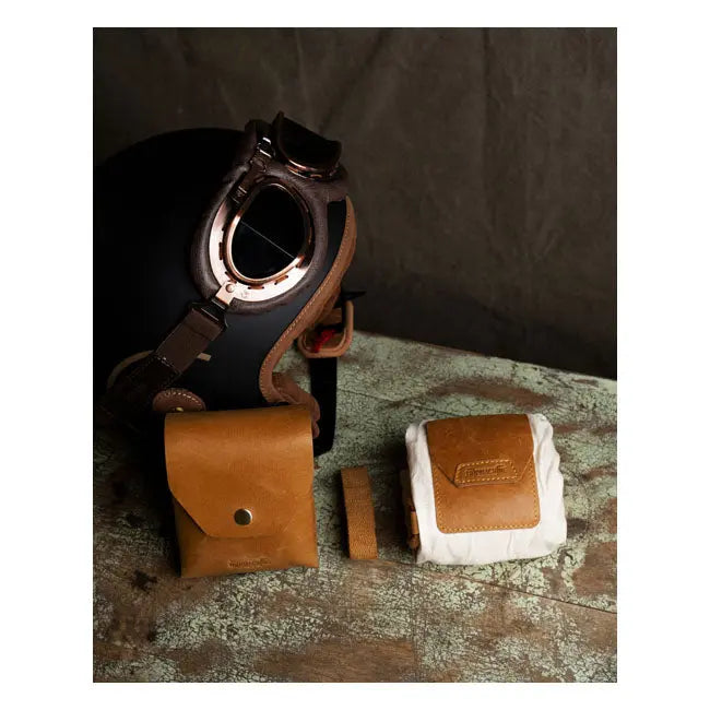 Trip Machine Universal Trooper Helmet Bag Vintage Tan - FREE UK Shipping, FREE 365 Day Returns | Moto Central