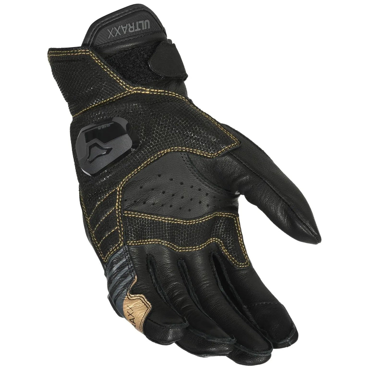 Macna Ultraxx Short Leather Gloves Black / Gold — palm view