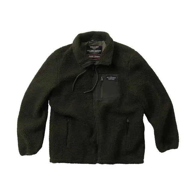 West Coast Choppers Anvil Fleece Jacket Olive Green - FREE UK Shipping, FREE 365 Day Returns | Moto Central