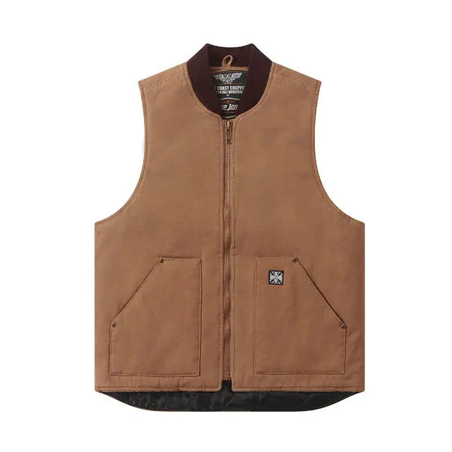 West Coast Choppers Heavy Duty Work Vest Frontier Brown - FREE UK Shipping, FREE 365 Day Returns | Moto Central