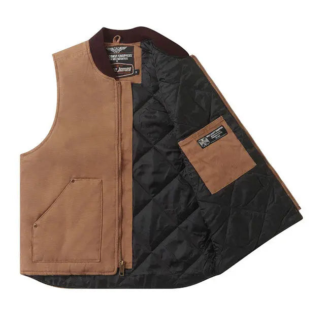 West Coast Choppers Heavy Duty Work Vest Frontier Brown - FREE UK Shipping, FREE 365 Day Returns | Moto Central