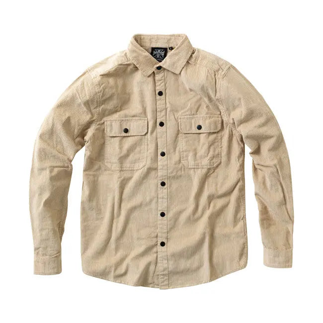 West Coast Choppers Hill Country Cord Shirt Sand - FREE UK Shipping, FREE 365 Day Returns | Moto Central