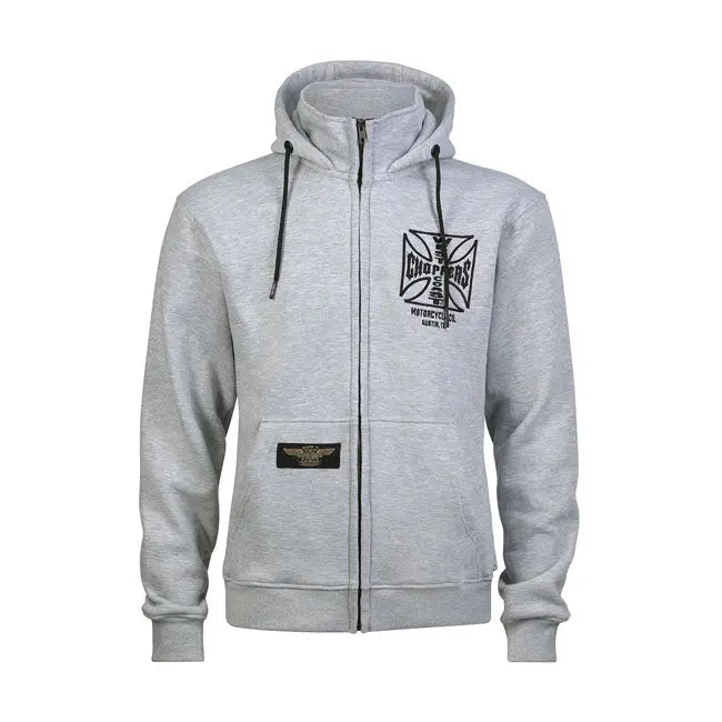 West Coast Choppers OG ATX Zip Hoodie Grey Melange - FREE UK Shipping, FREE 365 Day Returns | Moto Central