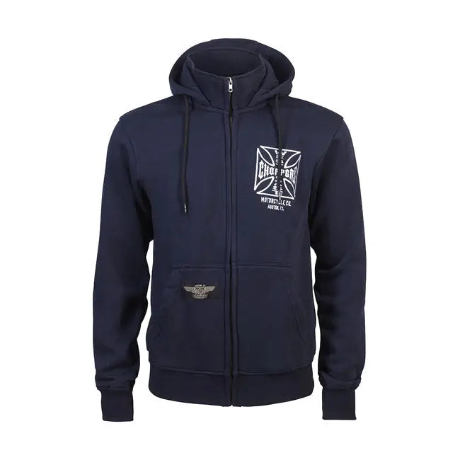 West Coast Choppers OG ATX Zip Hoodie Navy Blue - FREE UK Shipping, FREE 365 Day Returns | Moto Central