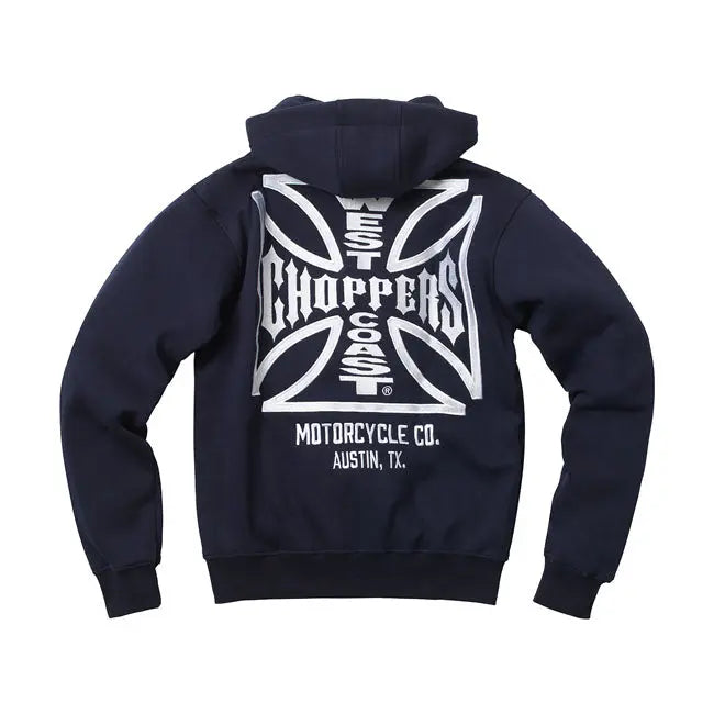 West Coast Choppers OG ATX Zip Hoodie Navy Blue - FREE UK Shipping, FREE 365 Day Returns | Moto Central