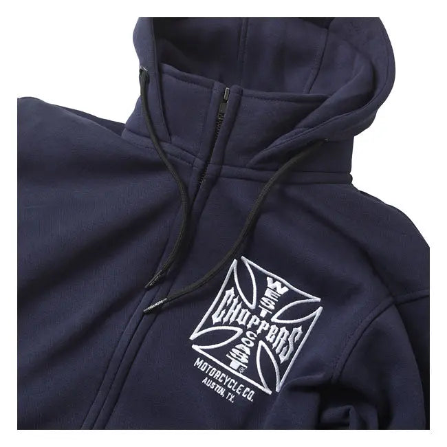 West Coast Choppers OG ATX Zip Hoodie Navy Blue - FREE UK Shipping, FREE 365 Day Returns | Moto Central