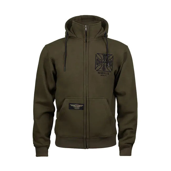 West Coast Choppers OG ATX Zip Hoodie Olive Green - FREE UK Shipping, FREE 365 Day Returns | Moto Central