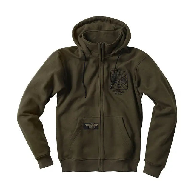 West Coast Choppers OG ATX Zip Hoodie Olive Green - FREE UK Shipping, FREE 365 Day Returns | Moto Central