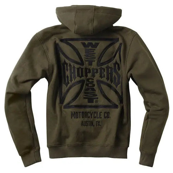 West Coast Choppers OG ATX Zip Hoodie Olive Green, back view