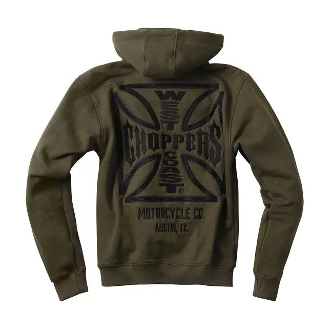 West Coast Choppers OG ATX Zip Hoodie Olive Green - FREE UK Shipping, FREE 365 Day Returns | Moto Central