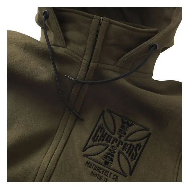 West Coast Choppers OG ATX Zip Hoodie Olive Green - FREE UK Shipping, FREE 365 Day Returns | Moto Central