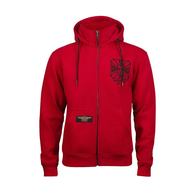 West Coast Choppers OG ATX Zip Hoodie Red - FREE UK Shipping, FREE 365 Day Returns | Moto Central