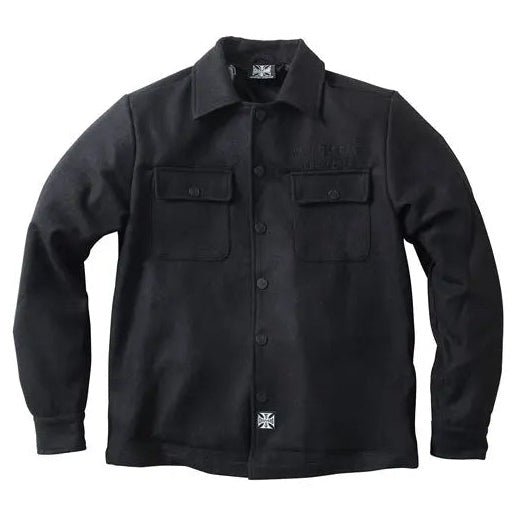 West Coast Choppers Wool Lined Plaidshirt Black, front view
