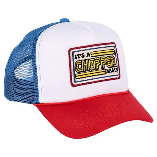 13 And A Half Magazine It's A Chopper Baby Trucker Cap Blue / Red / White — front view