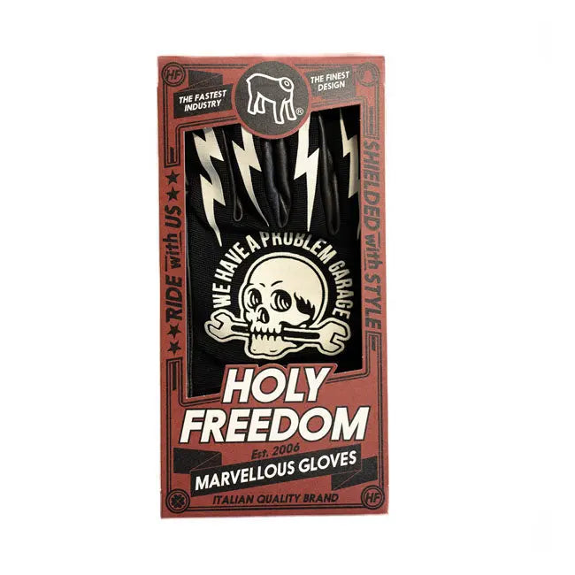 Holy Freedom Tools Leather & Textile Gloves Black / White  - FREE UK Shipping, FREE 365 Day Returns | Moto Central