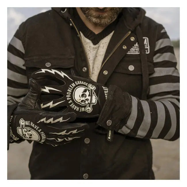 Holy Freedom Tools Leather & Textile Gloves Black / White  - FREE UK Shipping, FREE 365 Day Returns | Moto Central