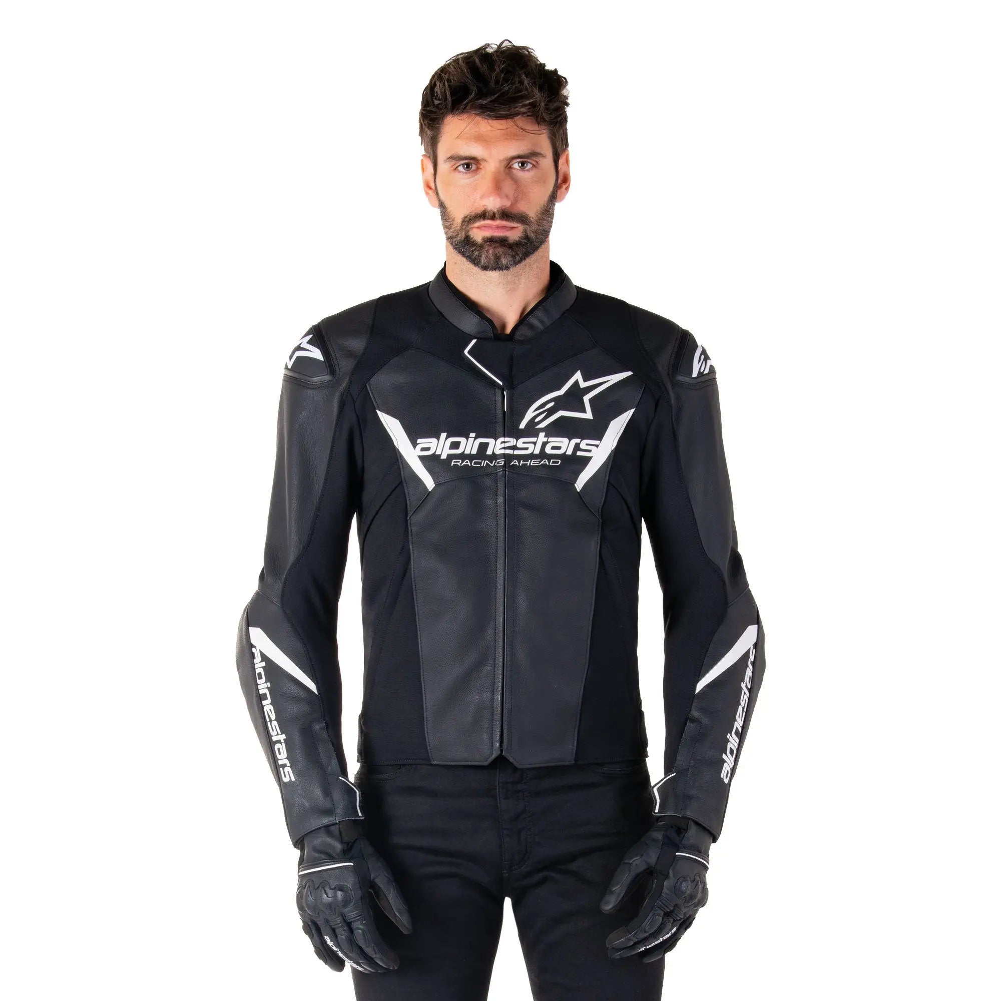 Alpinestars Faster V3 Leather Jacket Black / White - FREE UK Shipping, FREE 365 Day Returns | Moto Central