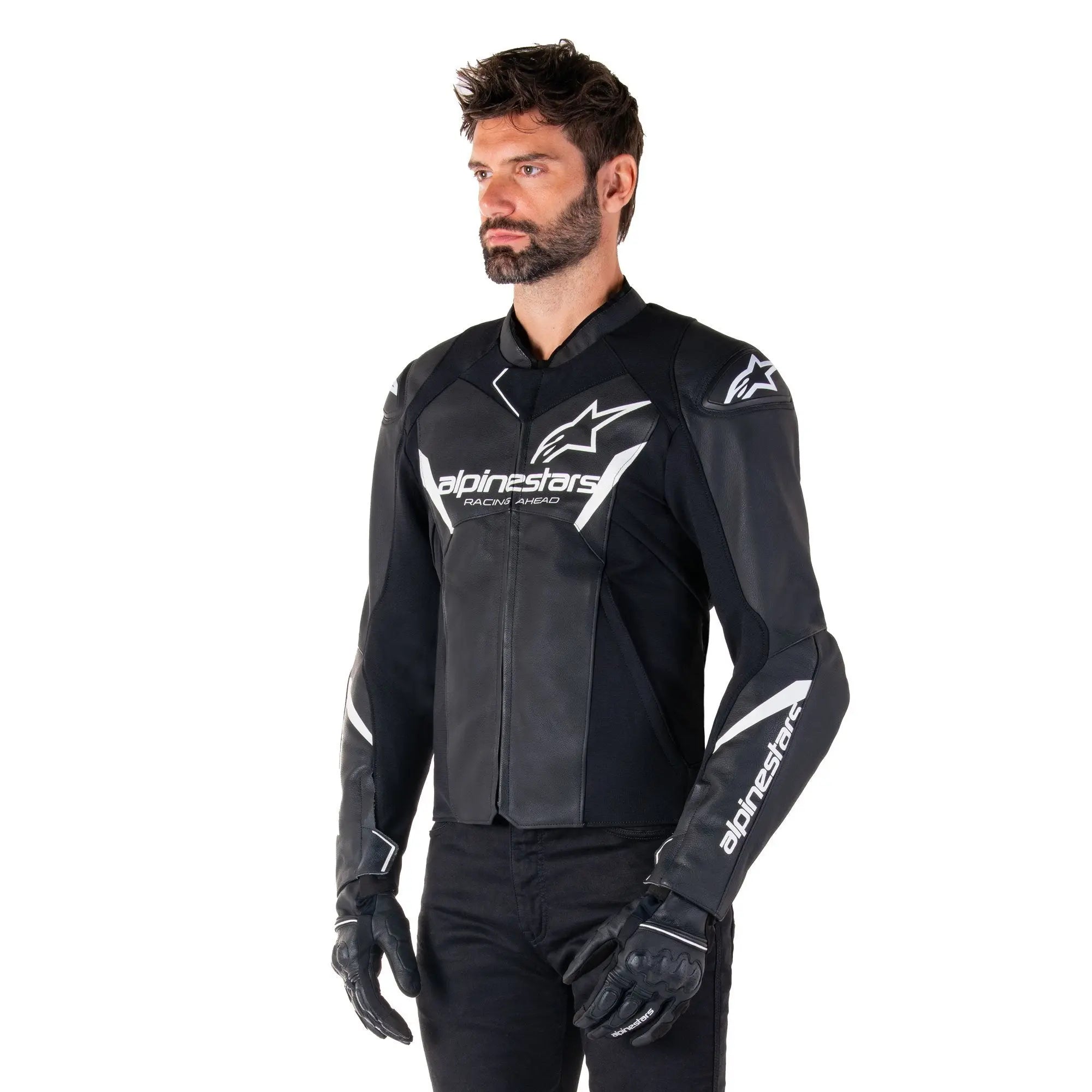 Alpinestars Faster V3 Leather Jacket Black / White - FREE UK Shipping, FREE 365 Day Returns | Moto Central