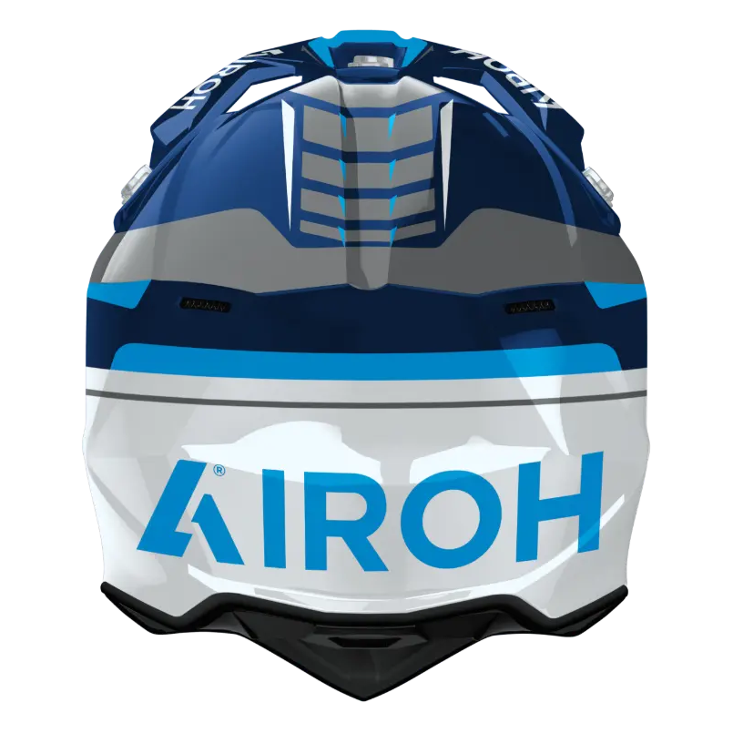 Airoh Wraaap Conquer Gloss Blue motocross helmet - rear view