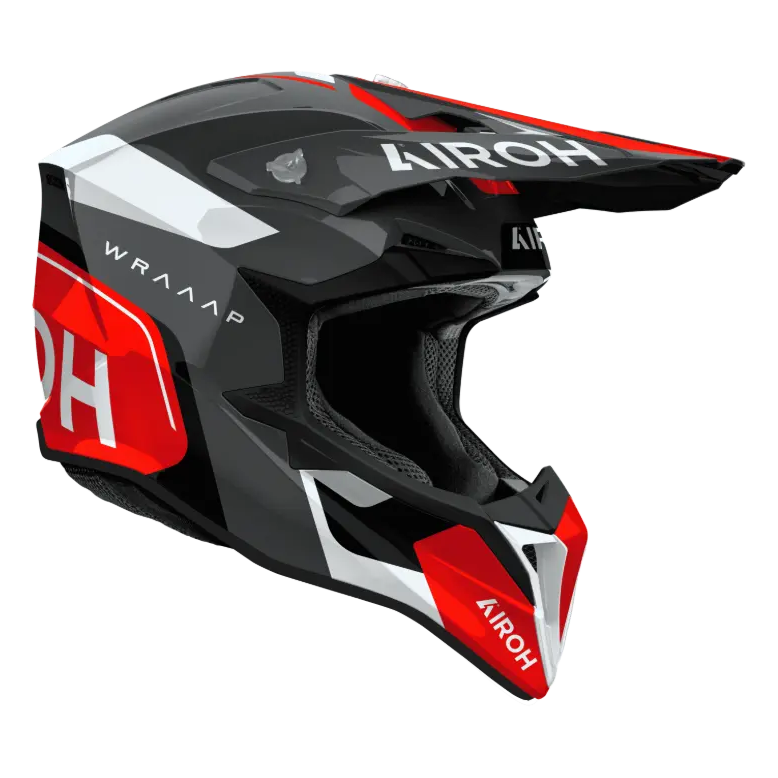 Airoh Wraaap Conquer Gloss Red motocross helmet - opposite-side view