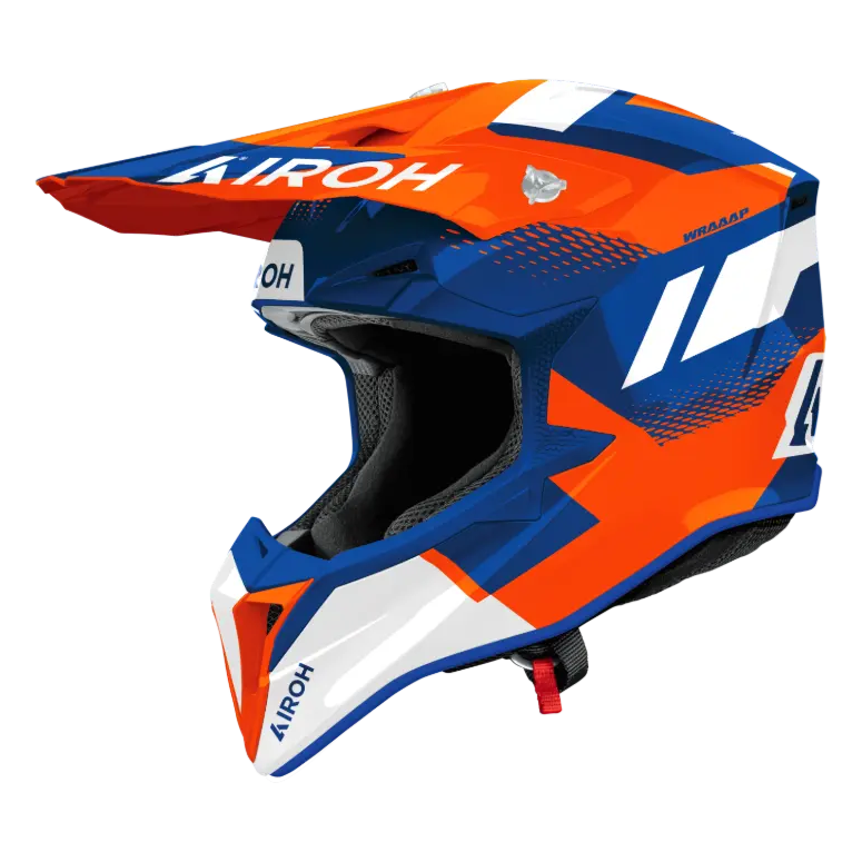 Airoh Wraaap Vision Gloss Orange / Blue motocross helmet - side view