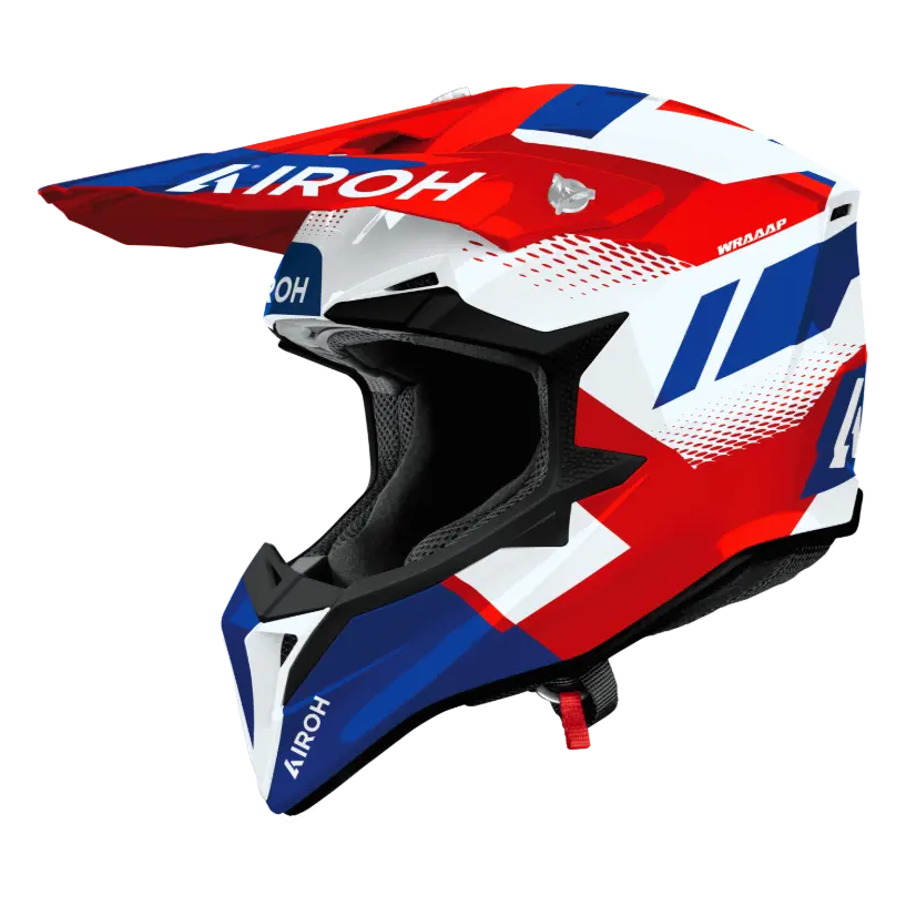 Airoh Wraaap Vision Gloss Red / Blue motocross helmet - side view