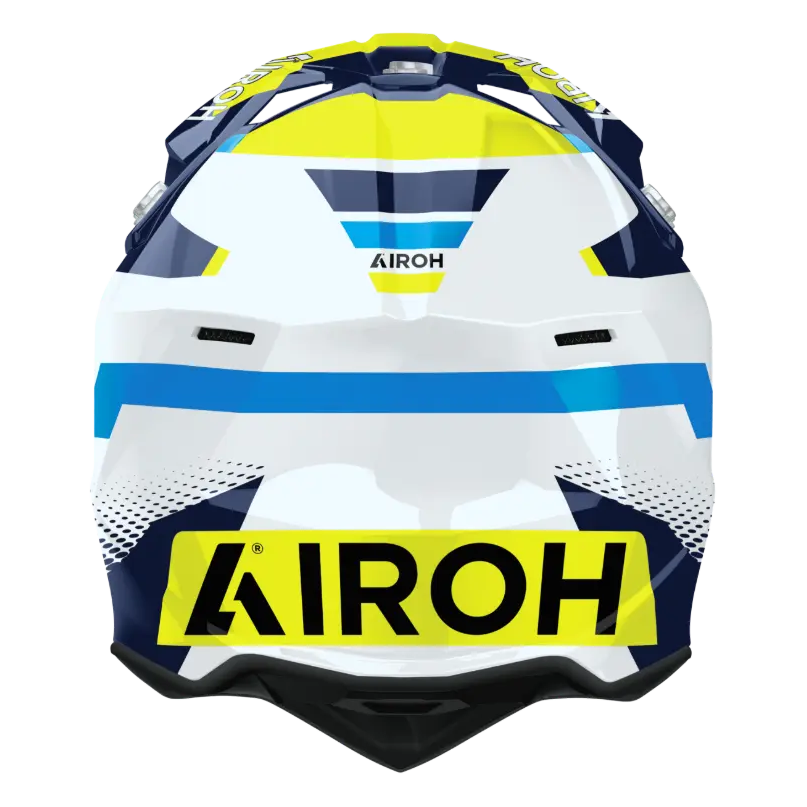 Airoh Wraaap Vision Gloss Yellow / Blue motocross helmet - rear view