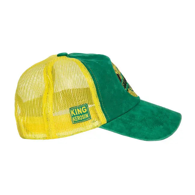 King Kerosin Garage Built Cap Green / Yellow - FREE UK Shipping, FREE 365 Day Returns | Moto Central