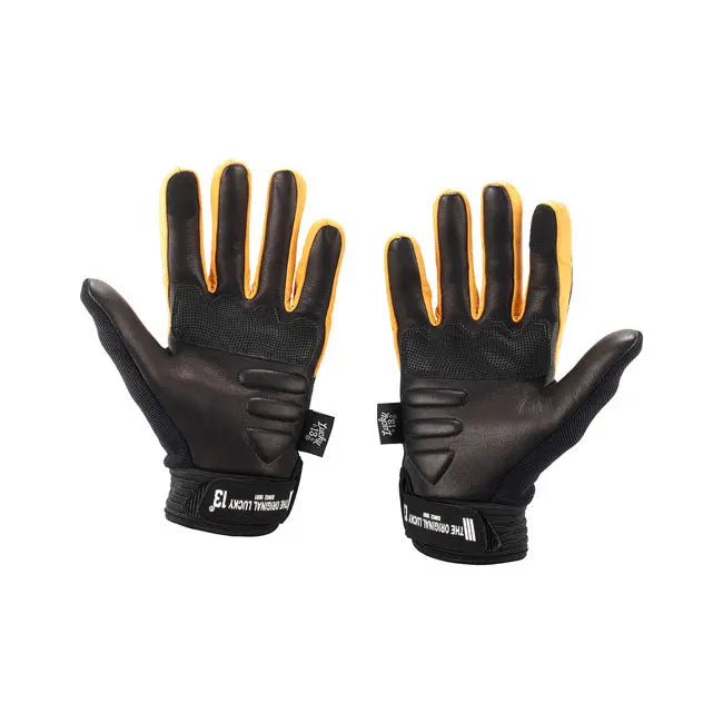 Lucky 13 Shocker Leather & Textile Gloves Black / Yellow - FREE UK Shipping, FREE 365 Day Returns | Moto Central