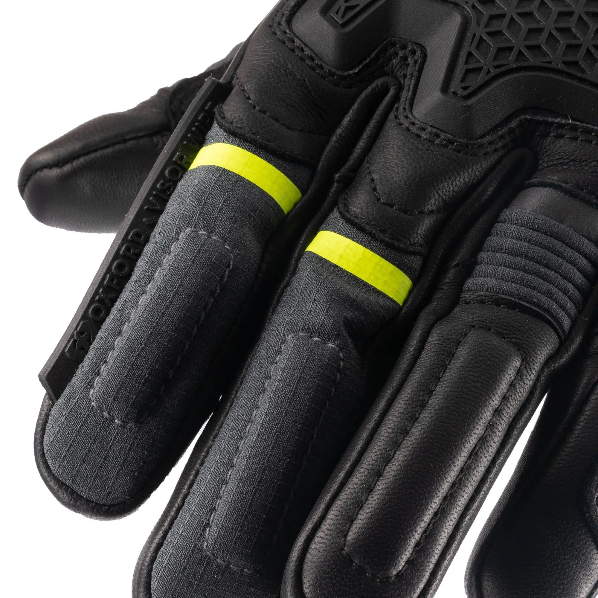 Oxford Vancouver 2.0 D2D Leather & Textile Gloves Black / Green / Yellow - FREE UK Shipping, FREE 365 Day Returns | Moto Central