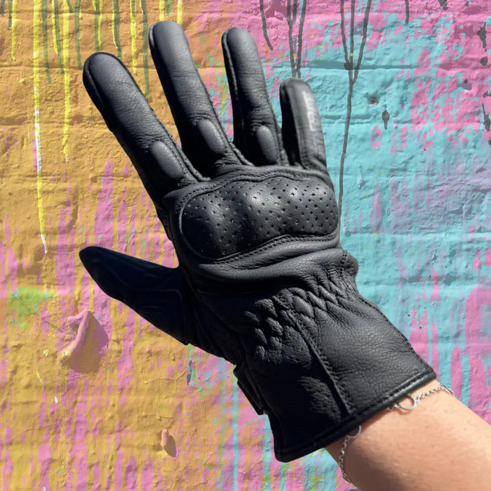 MotoGirl Yoko Ladies Leather Gloves Black FREE UK Delivery, FREE 365 Day Returns | Moto Central
