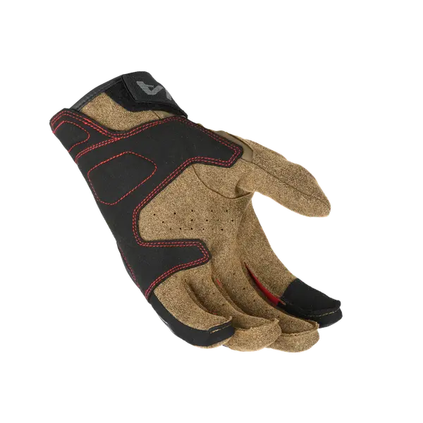 Macna Zairon 2.0 Short Textile Gloves Taupe / Black / Red - FREE UK Shipping, FREE 365 Day Returns | Moto Central