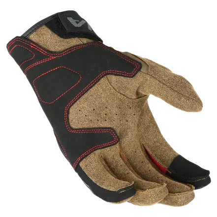 Macna Zairon 2.0 Short Textile Gloves Taupe / Black / Red — palm view