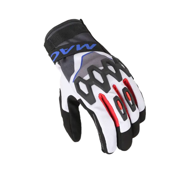 Macna Zairon 2.0 Short Textile Gloves Light Grey / Black / Blue  - FREE UK Shipping, FREE 365 Day Returns | Moto Central