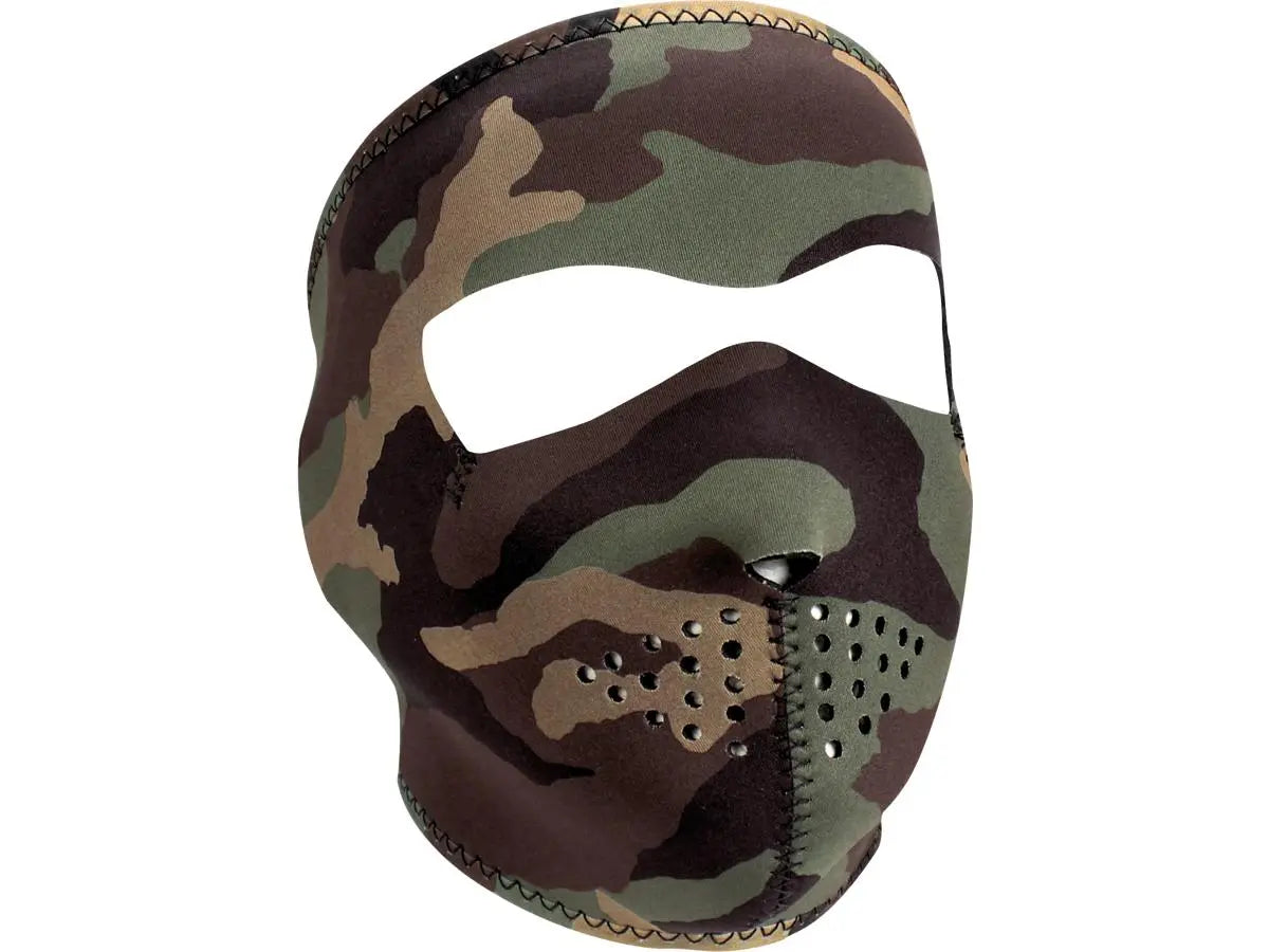 Zan Headgear Neoprene Full Mask Woodland Camo - FREE UK Shipping, FREE 365 Day Returns | Moto Central