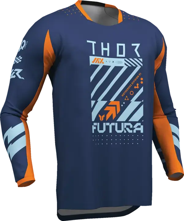 Thor Launchmode Futura Youth Jersey Blue / Navy / Orange - FREE UK Shipping, FREE 365 Day Returns | Moto Central